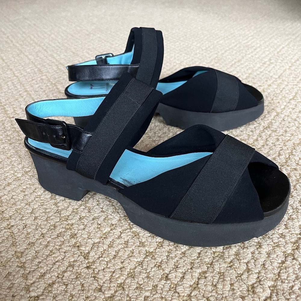 Thierry Rabotin Dorothi Black Chunky Platform Sandals Size 41